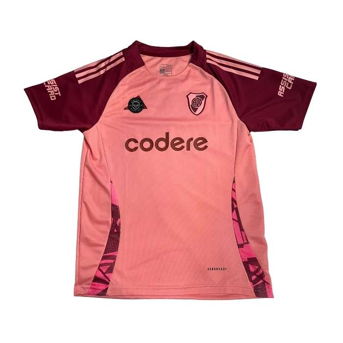 CAMISETA RIVER ENTRENAMIENTO ROSA CON BORDO