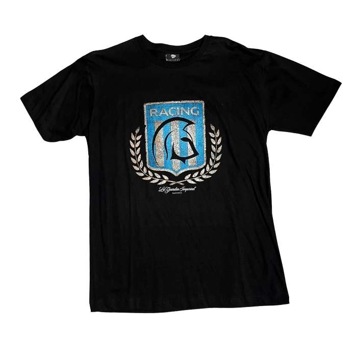 REMERA RACING ALGODÓN NEGRA ESCUDO GRANDE