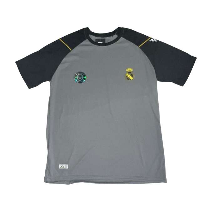 REMERA REAL MADRID GRIS CON NEGRO LYCRA