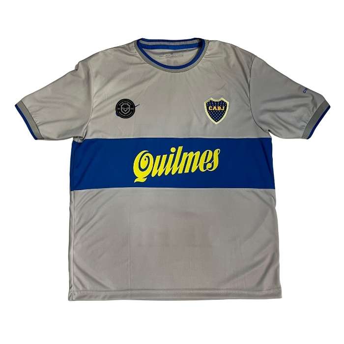 CAMISETA RETRO BOCA QUILMES GRIS CON AZUL  #10