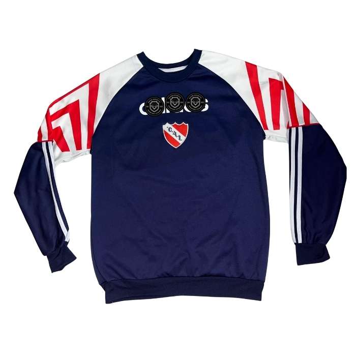 BUZO RETRO INDEPENDIENTE AZUL CON MANGA BLANCA