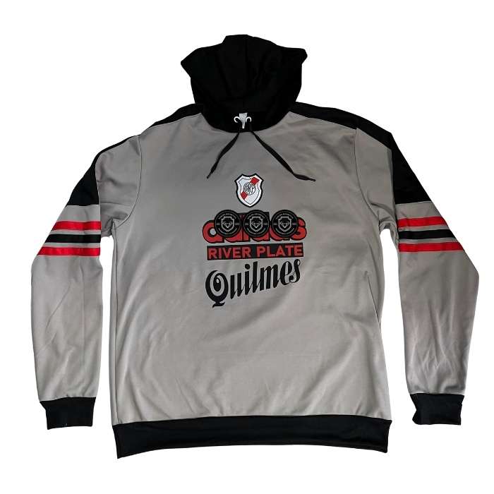BUZO RETRO RIVER QUILMES GRIS CON CAPUCHA